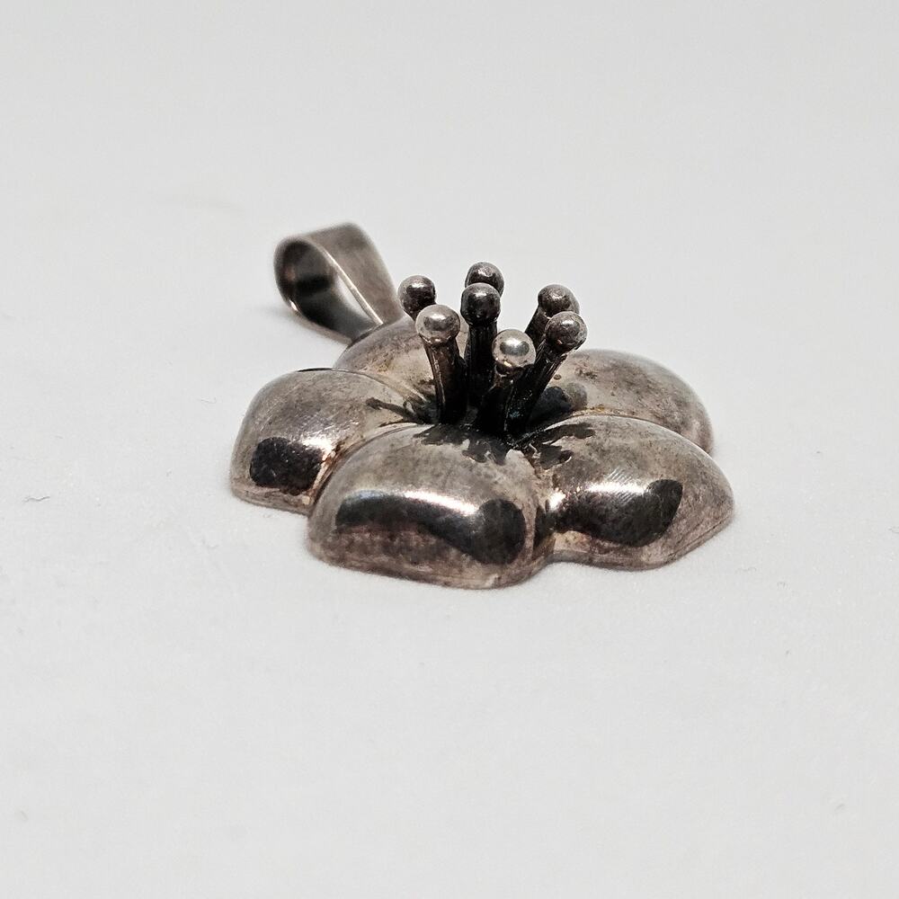 Vintage CIL MEXICO 925 Hibiscus Flower Pendant Sterling Silver - Picture 3 of 3